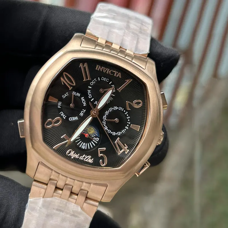 Invicta Objet D Art Black Dial Automatic Rose Gold-tone Men's Watch- 37658